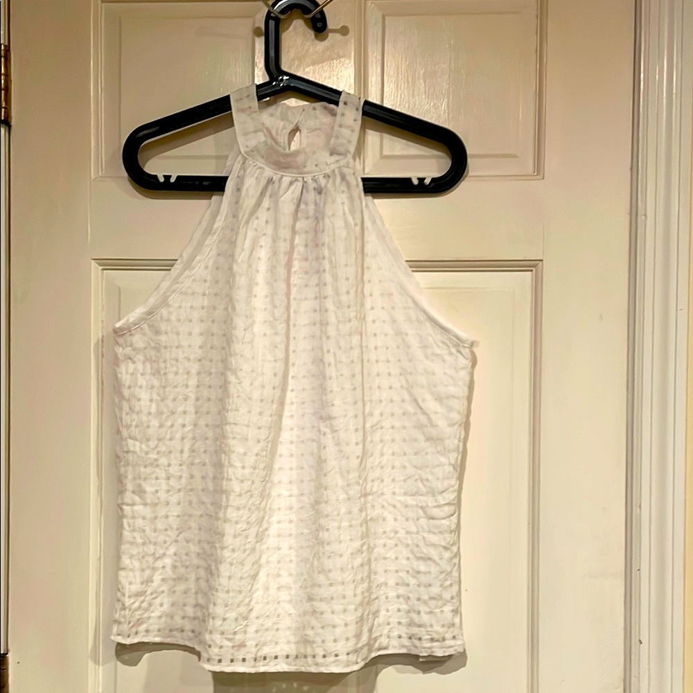 Cupshe Cream Tank Top with High Neckline and Textured Design